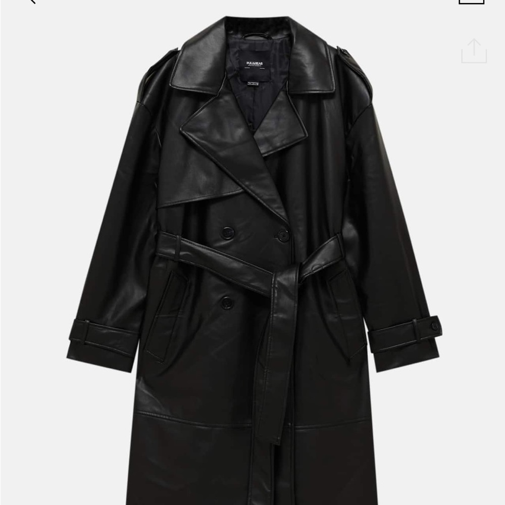 Faux leather trench coat